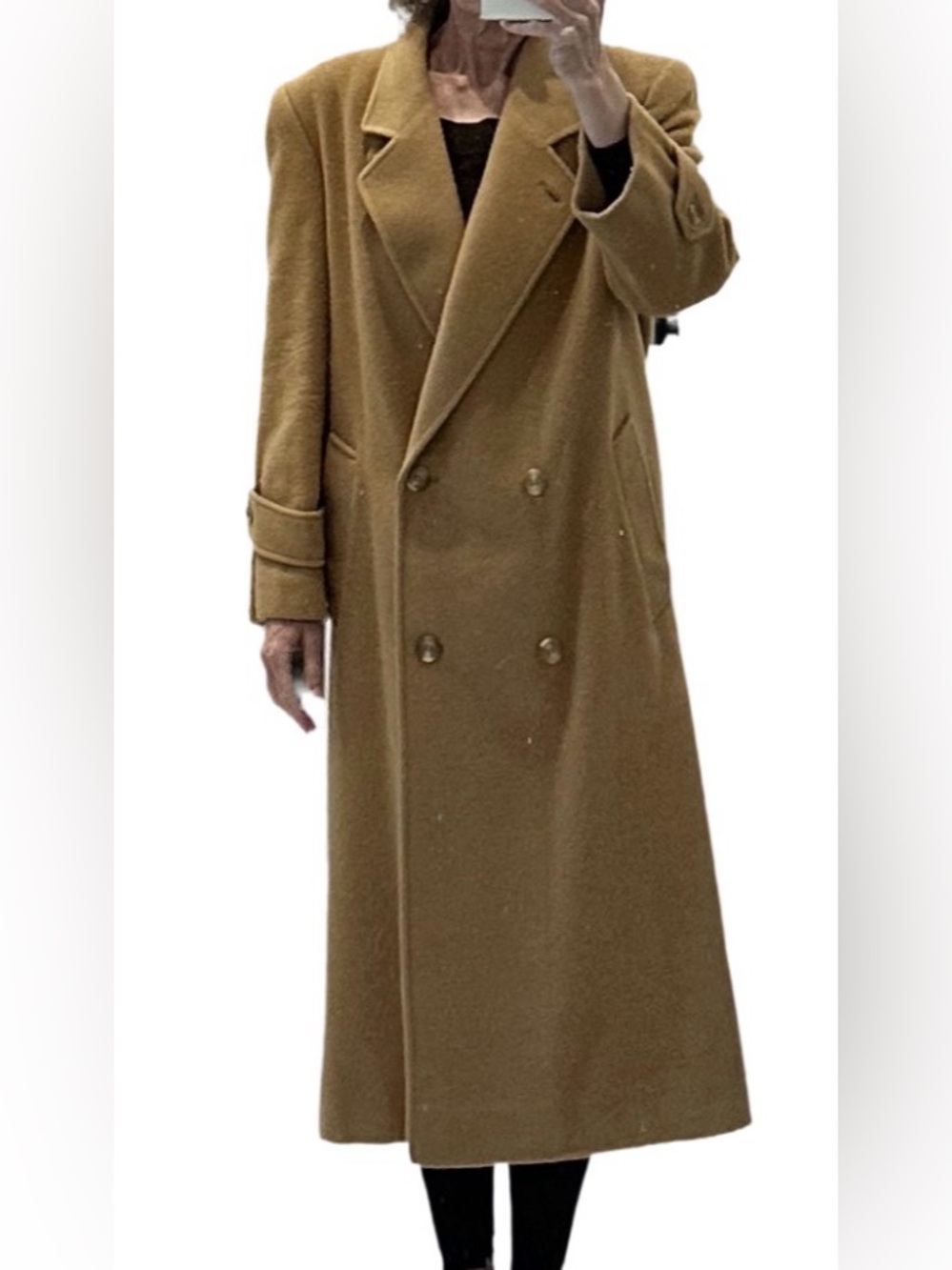 Vintage 80’s J. Percy for Marvin Richards Double-Breasted Long Trench Coat Camel